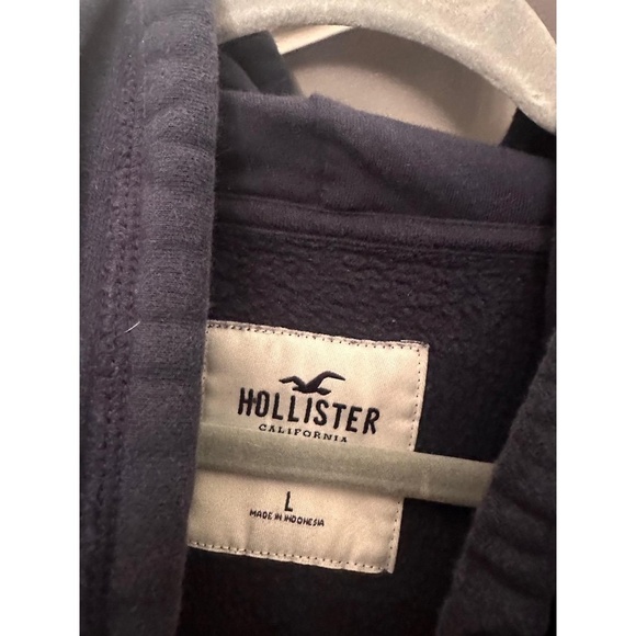 HOLLISTER Hoodie Womens Size L Navy Blue Embroidered Logo Casual Surfwear - Picture 3 of 4